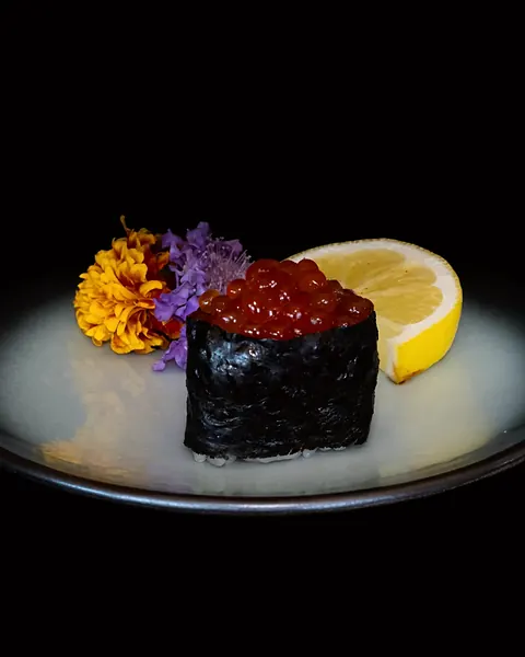 Ikura sushi wrapped in nori